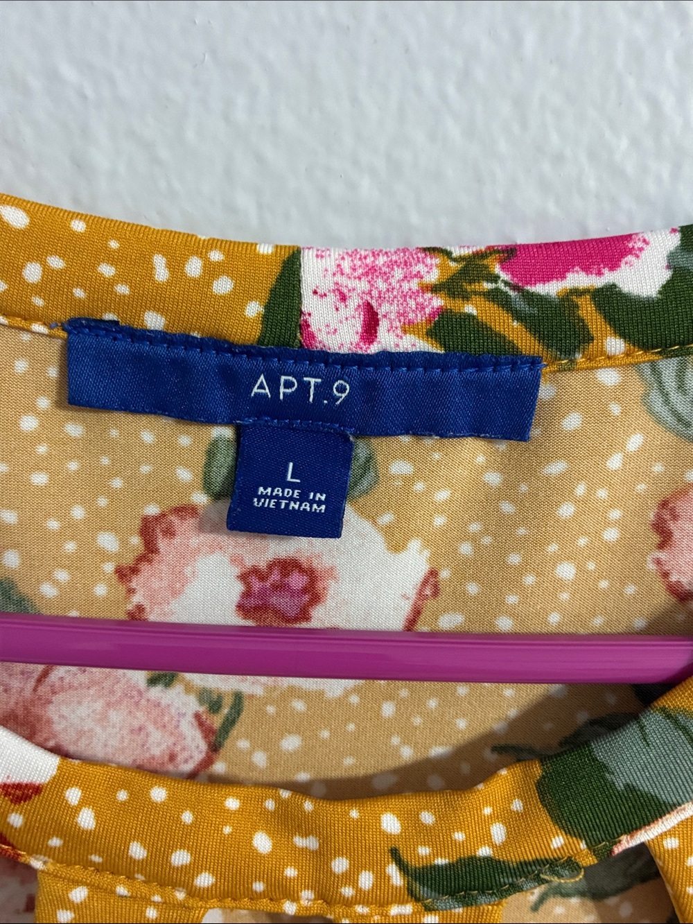 Apt. 9 Mustard Floral Sleeveless A-Line Dress with Pockets & Keyholes - Size L - Picture 2 of 12